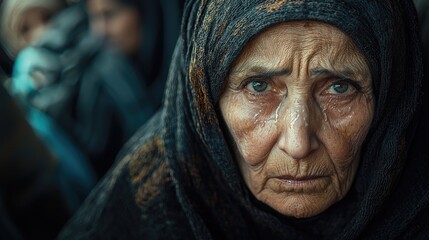 Elderly woman with a serious expression