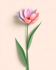 Fototapeta premium Minimalist Pastel Wildflower – Elegant Paper Cut Floral Art