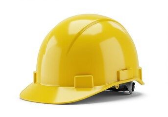 Fototapeta premium A yellow hard hat sitting on a white surface with a clear background in the studio shot