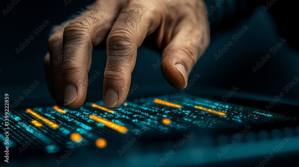 Poster closeup of hand on keyboard navigating the digital world with expertise