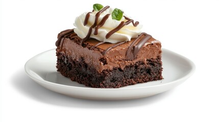 Delicious chocolate cake with ice cream, a decadent dessert treat 