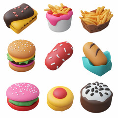 Colorful 3D Food Illustrations for Web Graphics