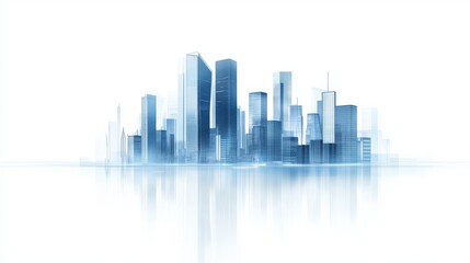 Stunning cityscape photography, skyscrapers and reflections at sunset urban