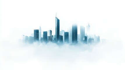 Mysterious cityscape, a foggy metropolis shrouded in mist and mystery