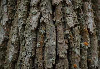 Obraz premium Close Up View Showcasing the Lichen, Moss, and Crevices on the Surface A Study in Forest Textures and Patterns