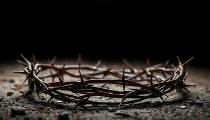 Fototapeta premium crown of thorns on a black background.easter concept