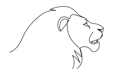 Lion Head Profile Illustration Continuous Line Drawing Vector Design Minimalist Style Majestic Feline Logo Design Animal Contour Graphic