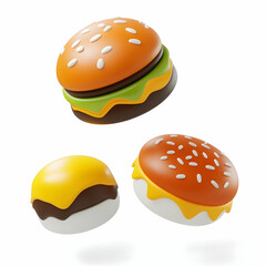 Colorful 3D Food Illustrations for Web Graphics