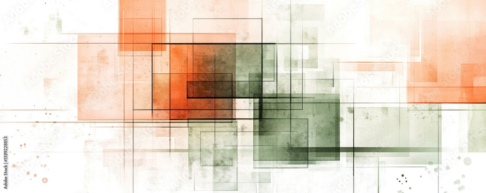 Aufkleber a colorful abstract painting with a lot of different shapes and lines. the painting is made up of sq