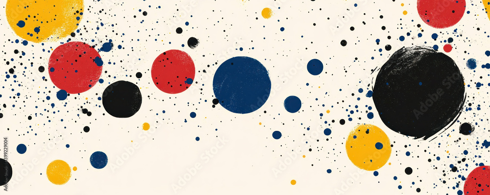 Poster a colorful background with many small circles of different colors. the circles are scattered all ove