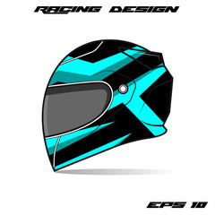 Stylish racing helmet design featuring bold turquoise and black patterns, ideal for motorsport graphics