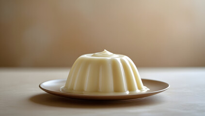 tasty creamy pudding isolated on beige background