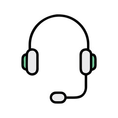 Headset with Attached Microphone Icon Design