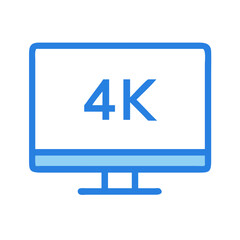 Monitor Displaying 4K Resolution Icon Design