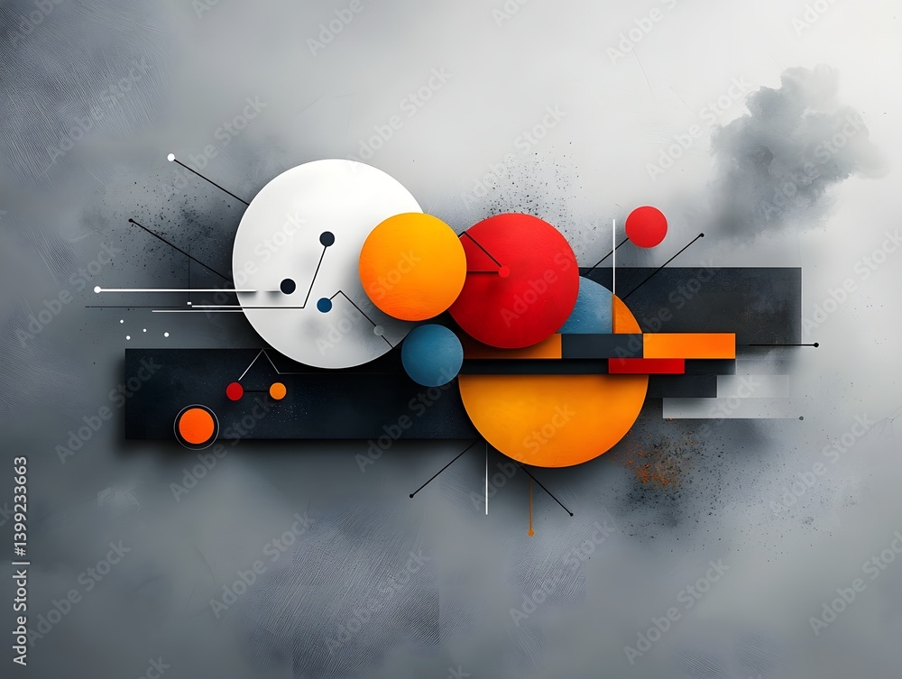 Poster captivating abstract data visualizations and technical showcasing interconnected lines muted color t