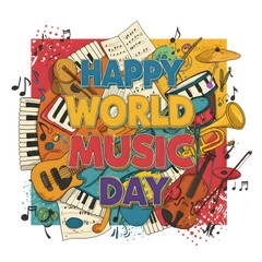 Obraz premium World Music Day Musical Instruments.