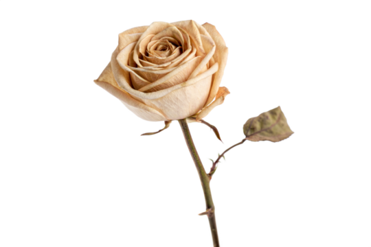 Dried Beige Rose on Black Background
