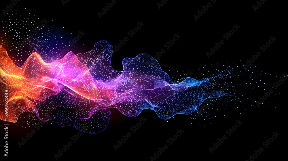 Poster Abstract Colorful Particles Waves Design