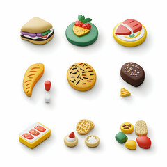 Minimalist and Aesthetic 3D Food Icons