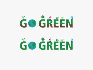 "Go Green" text decorated with natural elements, symbolizing environmental awareness and Earth Day celebration