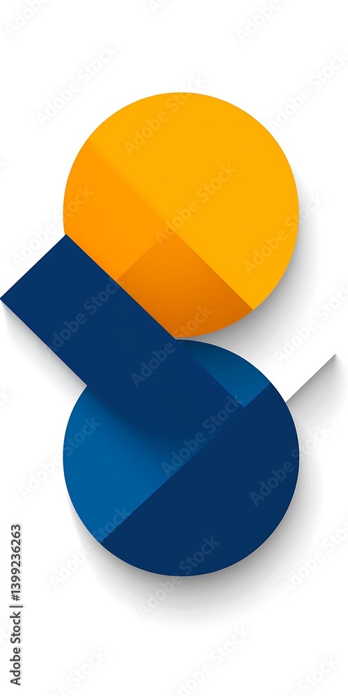 Poster abstract interlocking circles in blue and gold with subtle shadow play