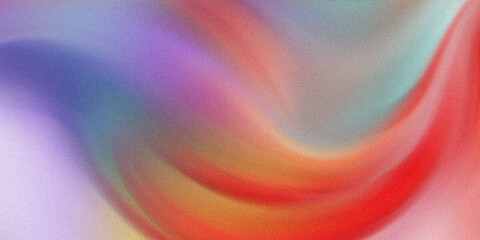 Abstract painting featuring blended colors of red blue purple and light green in a swirling pattern