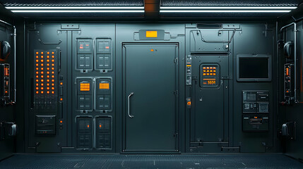 Futuristic Control Panel Room Interior