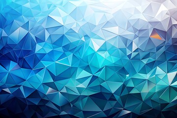 Obraz premium Abstract Polygonal Background Geometric Mosaic with Blue, Cyan and White Colors