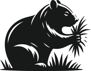 Vector silhouette of a wombat