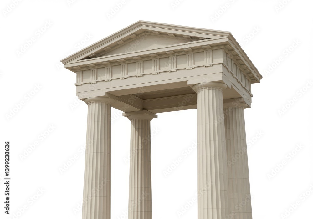 Aufkleber a low angle view of a classical portico structure with four columns against a white background