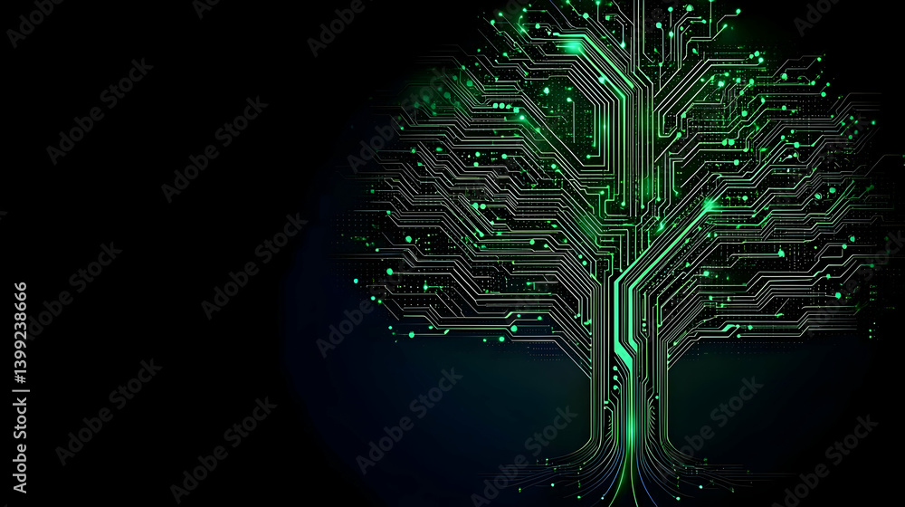 Poster digital tree with circuit board design
