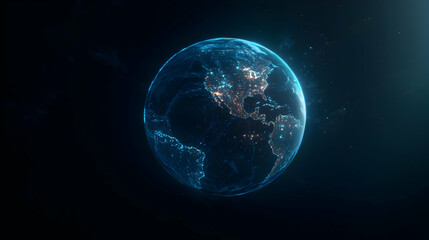 Digital Futuristic Glowing Earth Network Design