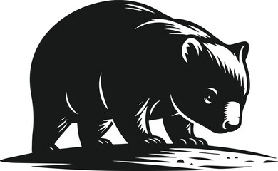 Vector silhouette of a wombat