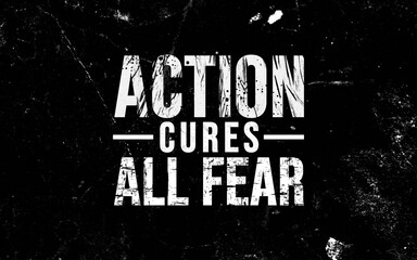 Empowering action against fear motivational graphic bold design urban setting inspirational concept