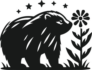 Vector silhouette of a wombat