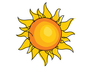 The sun is in a continuous line, drawing on a white background.