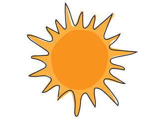 The sun is in a continuous line, drawing on a white background.