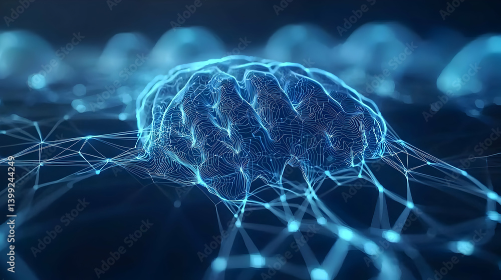 Poster abstract futuristic brain network visualization
