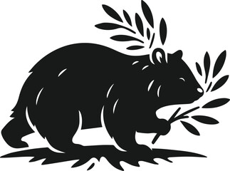 Vector silhouette of a wombat