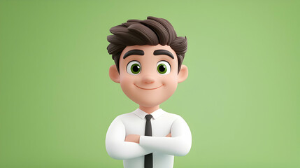 Smiling 3D Animated Male Business Character
