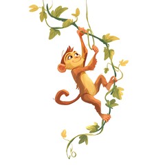 Cute jungle monkey cartoon illustration