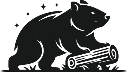 Vector silhouette of a wombat