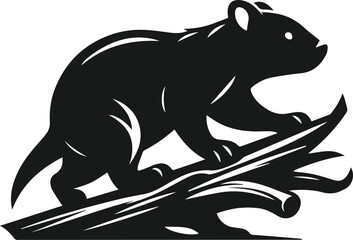 Vector silhouette of a wombat