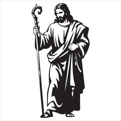 Fototapeta premium Jesus Holding a Staff vector