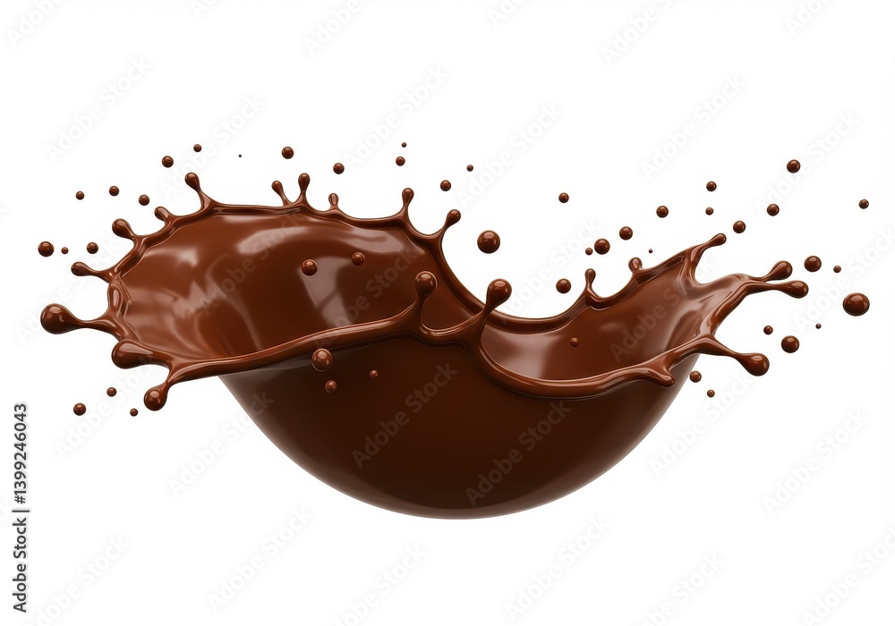 Poster a captivating splash of rich brown chocolate against a pristine white background creates a dynamic i