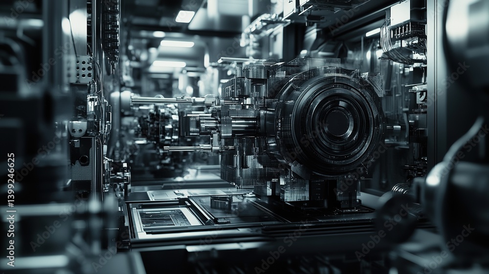 Poster ai-driven sensor technology detecting flaws in industrial manufacturing.