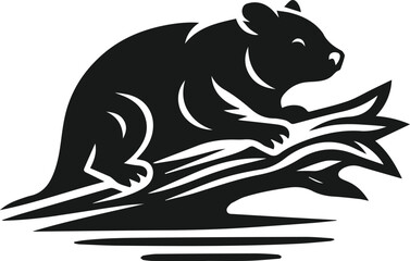 Vector silhouette of a wombat