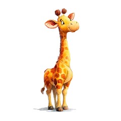Sweet baby giraffe looking around cartoon