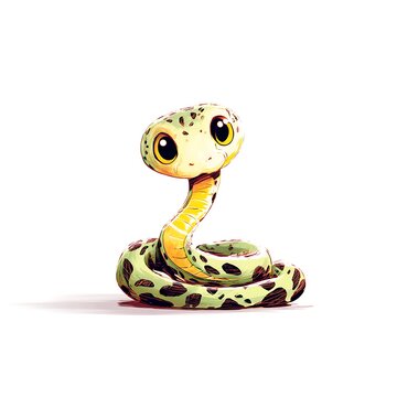 Cartoon baby python in resting position