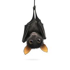 Small brown bat resting cartoon
